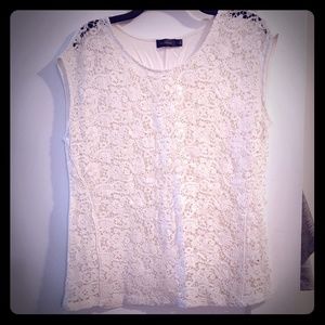 The Limited Cream White Lace Front Top